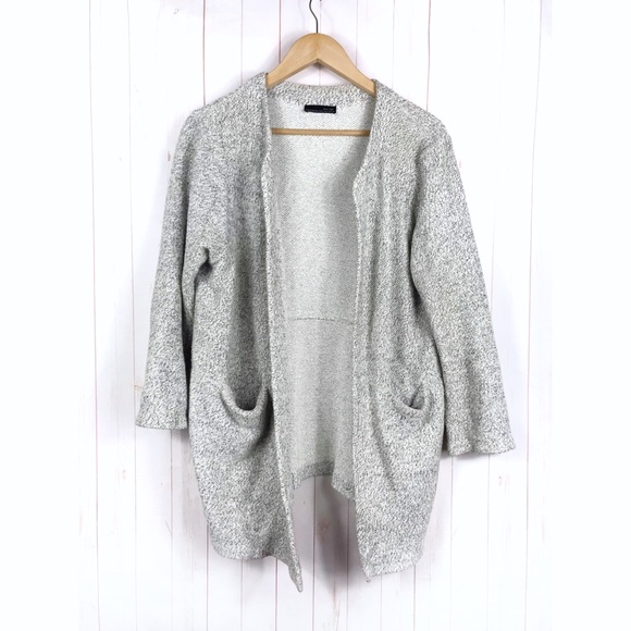 Zara Sweaters - Zara W&B Marled Open Front Cardigan Size M